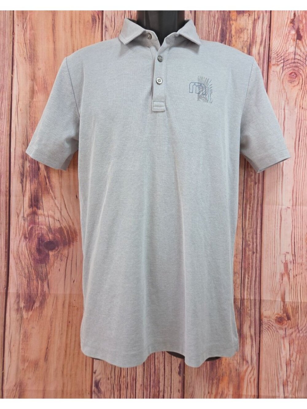 Travis Mathew Mens Gray Tropical Polo Shirt Medium Golf Casual